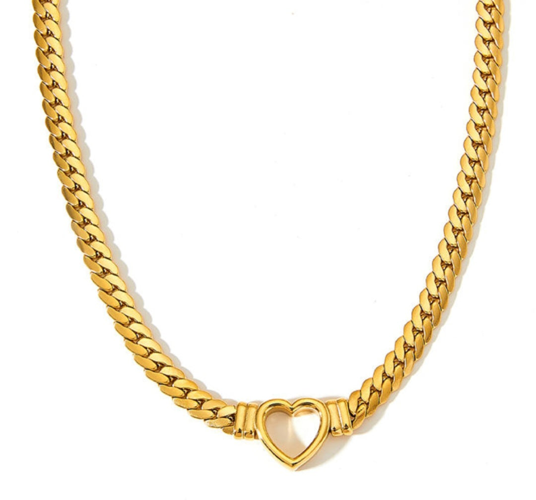 Giovanna Heart Herringbone Necklace