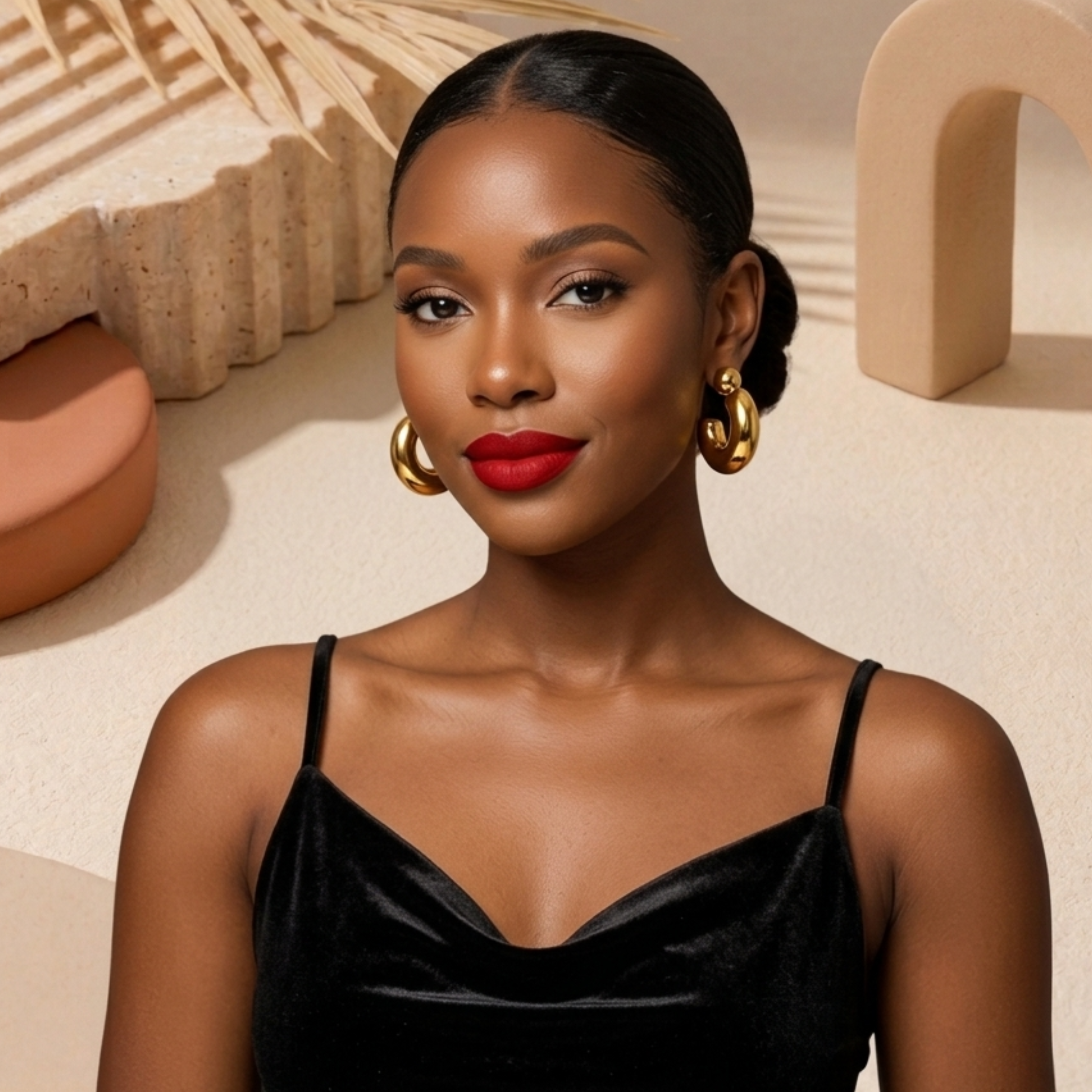 Contour Drop Stud Earrings