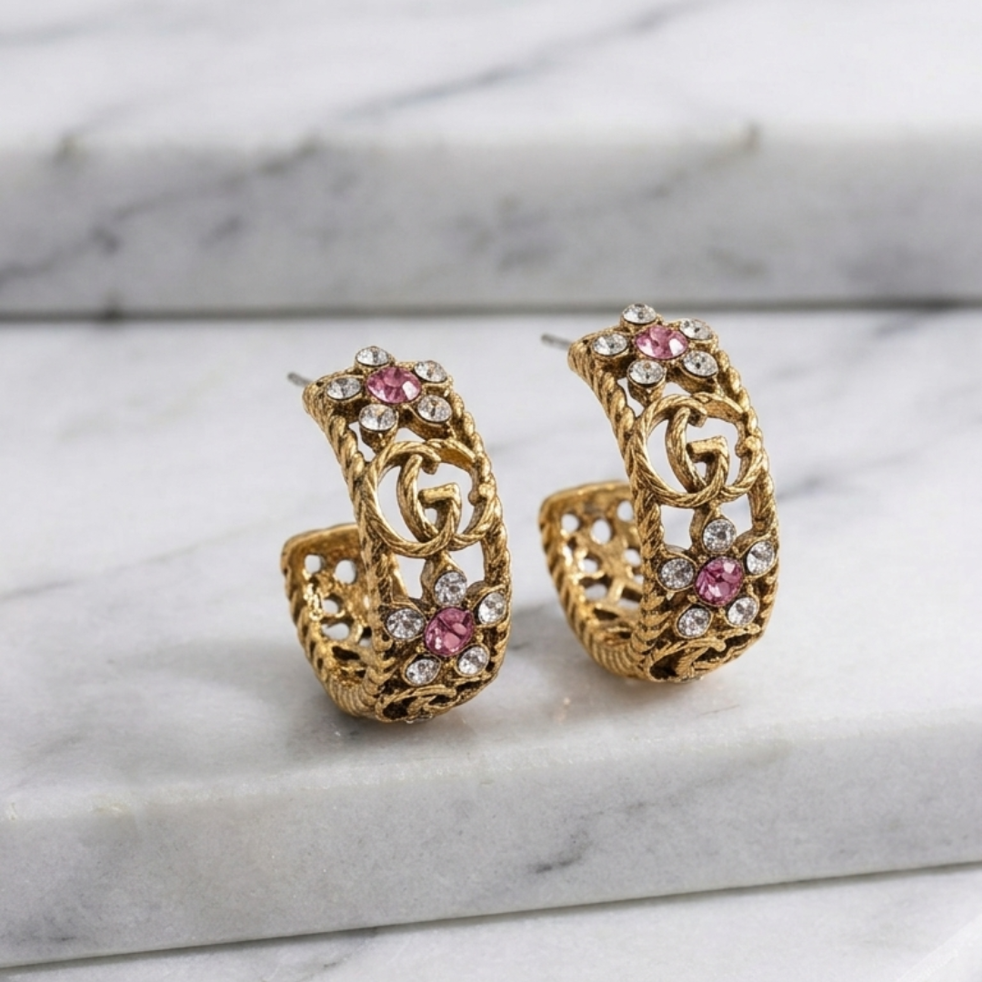 Floral Signature Hoop Earrings