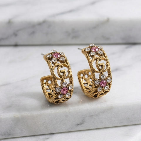 Floral Signature Hoop Earrings