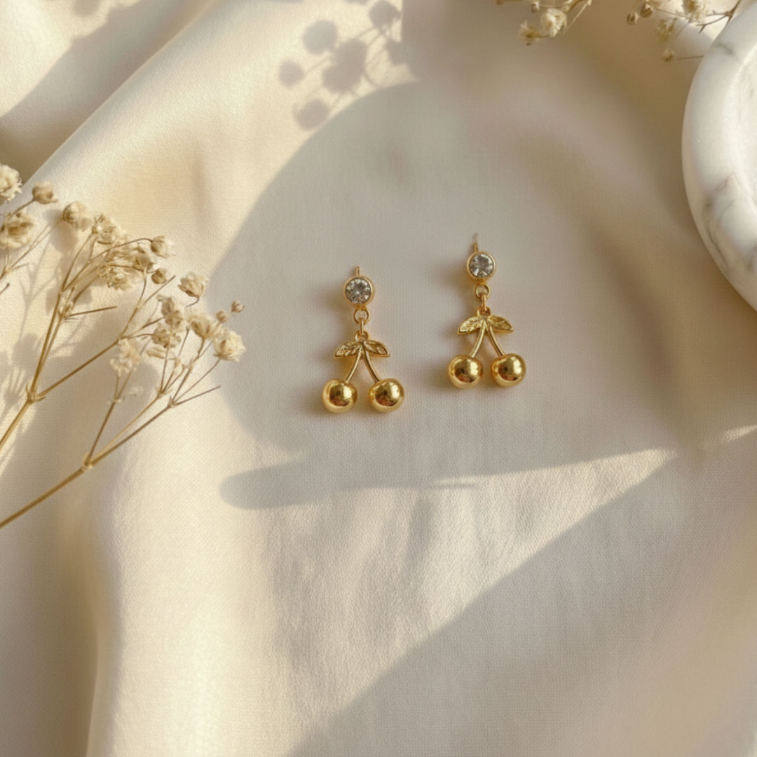 Cherry Diamond Stud Earrings