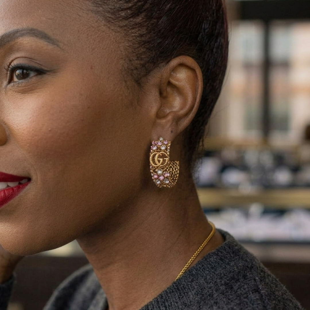 Floral Signature Hoop Earrings