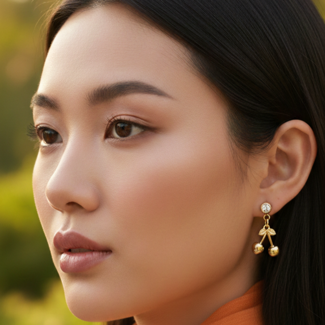 Cherry Diamond Stud Earrings