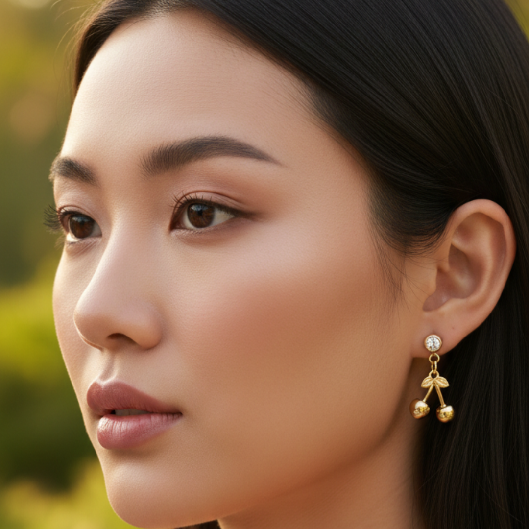 Cherry Diamond Stud Earrings