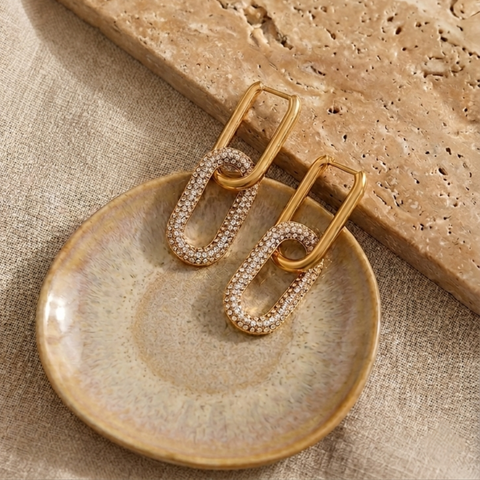Gatsby Oval Link Dangle Earrings