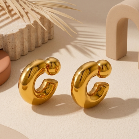 Contour Drop Stud Earrings