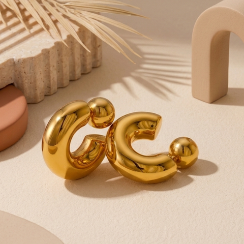 Contour Drop Stud Earrings
